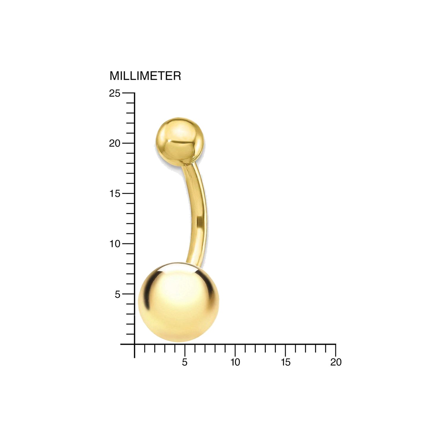 Piercing Oro Ombligo bola 8 mm (9kts)