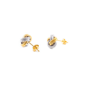 Pendientes Oro bicolor Nudo Doble texturado