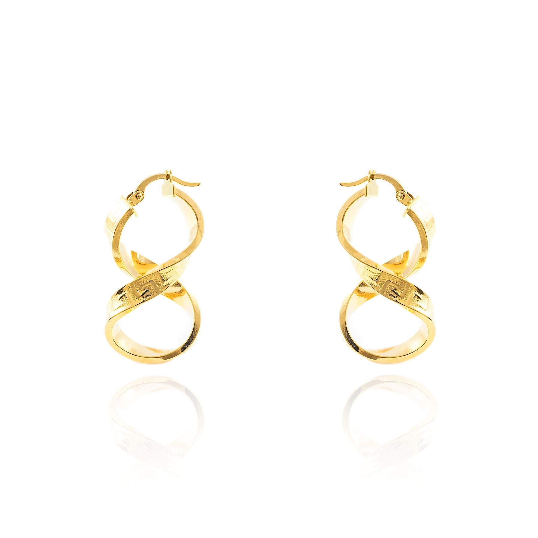 Pendientes Oro Aros largo ocho Greca 30x4 mm