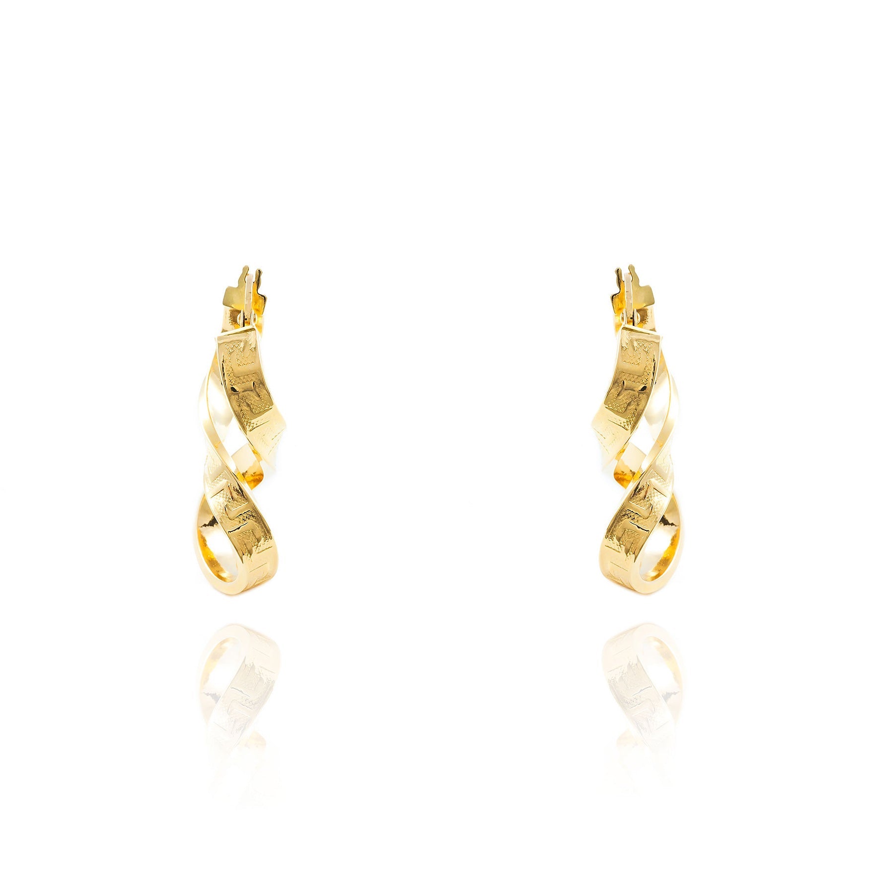 Pendientes Oro Aros largo ocho Greca 30x4 mm