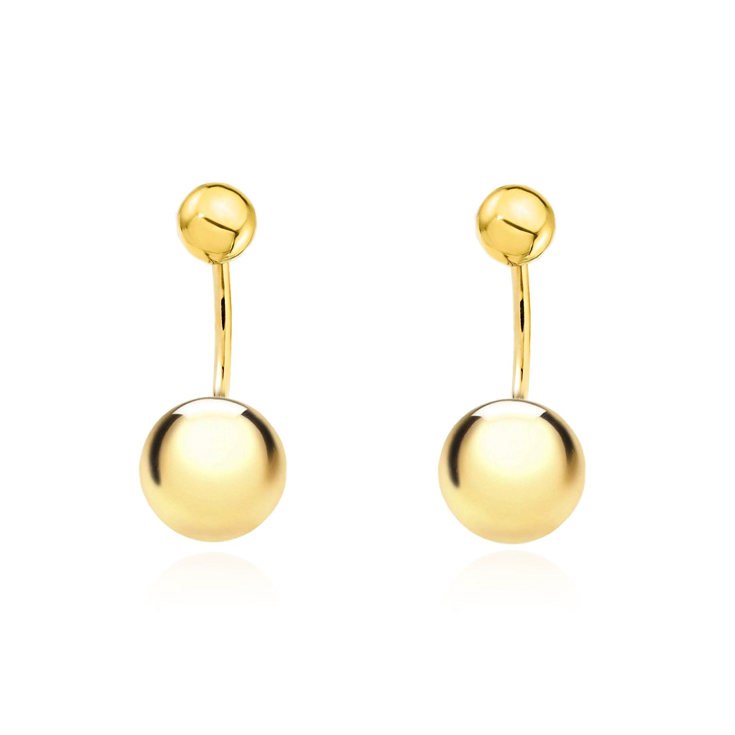 Pendientes Mujer-Niña Oro Amarillo 9K Doble Bola Brillo