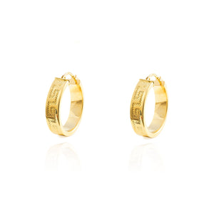 Pendientes Oro Aro liso cuadrado Greca 23x6 mm