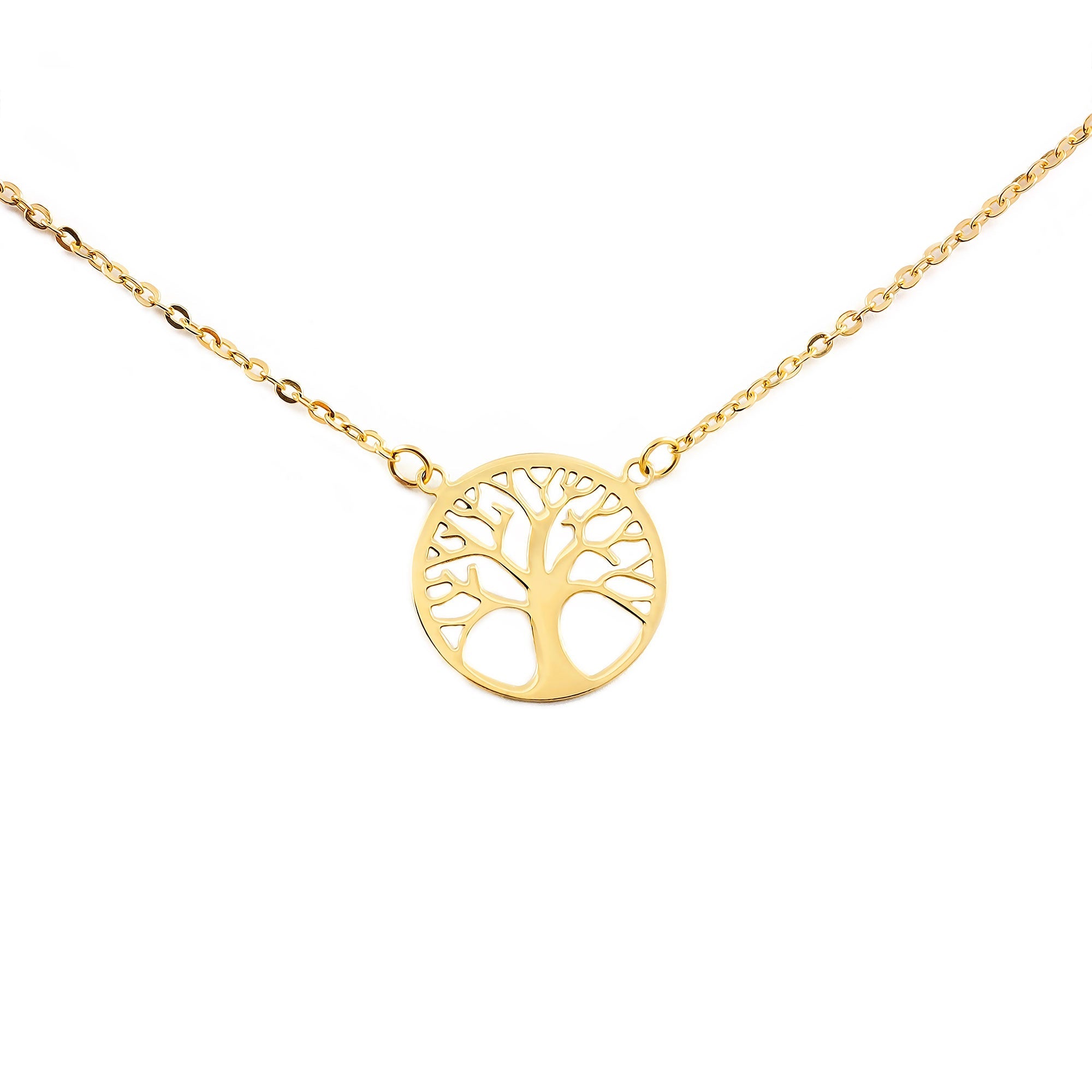 Women's Necklace 18K Yellow Gold Tree of Life Shine