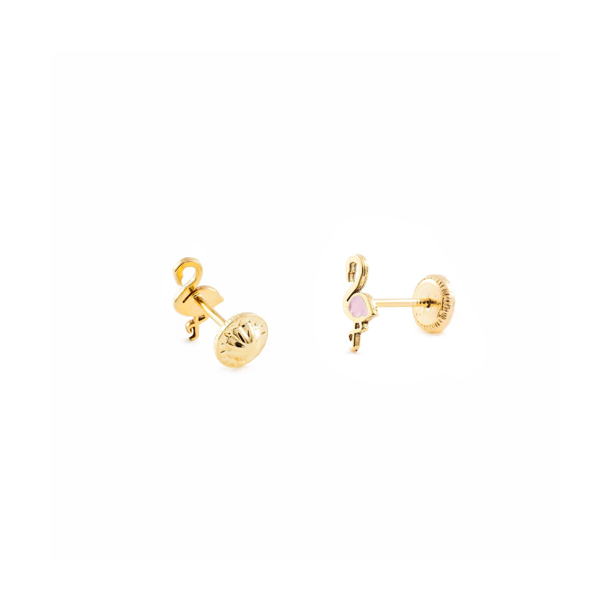 Pendientes Oro Bebe o Niña Mariposa esmalte rosa (9kts)