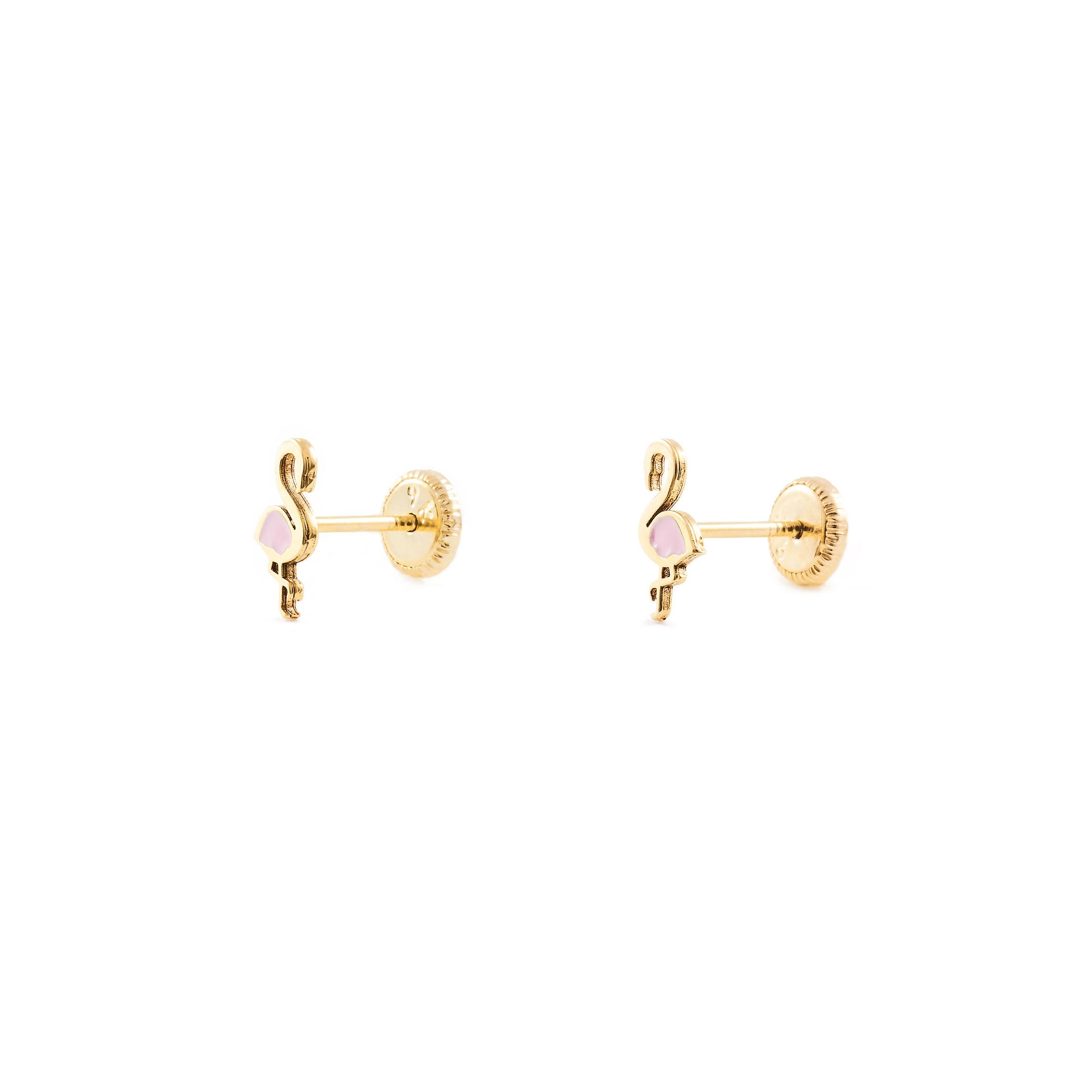 Pendientes Oro Bebe o Niña Mariposa esmalte rosa (9kts)