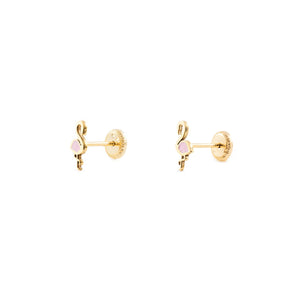 Pendientes Oro Bebe o Niña Mariposa esmalte rosa (9kts)