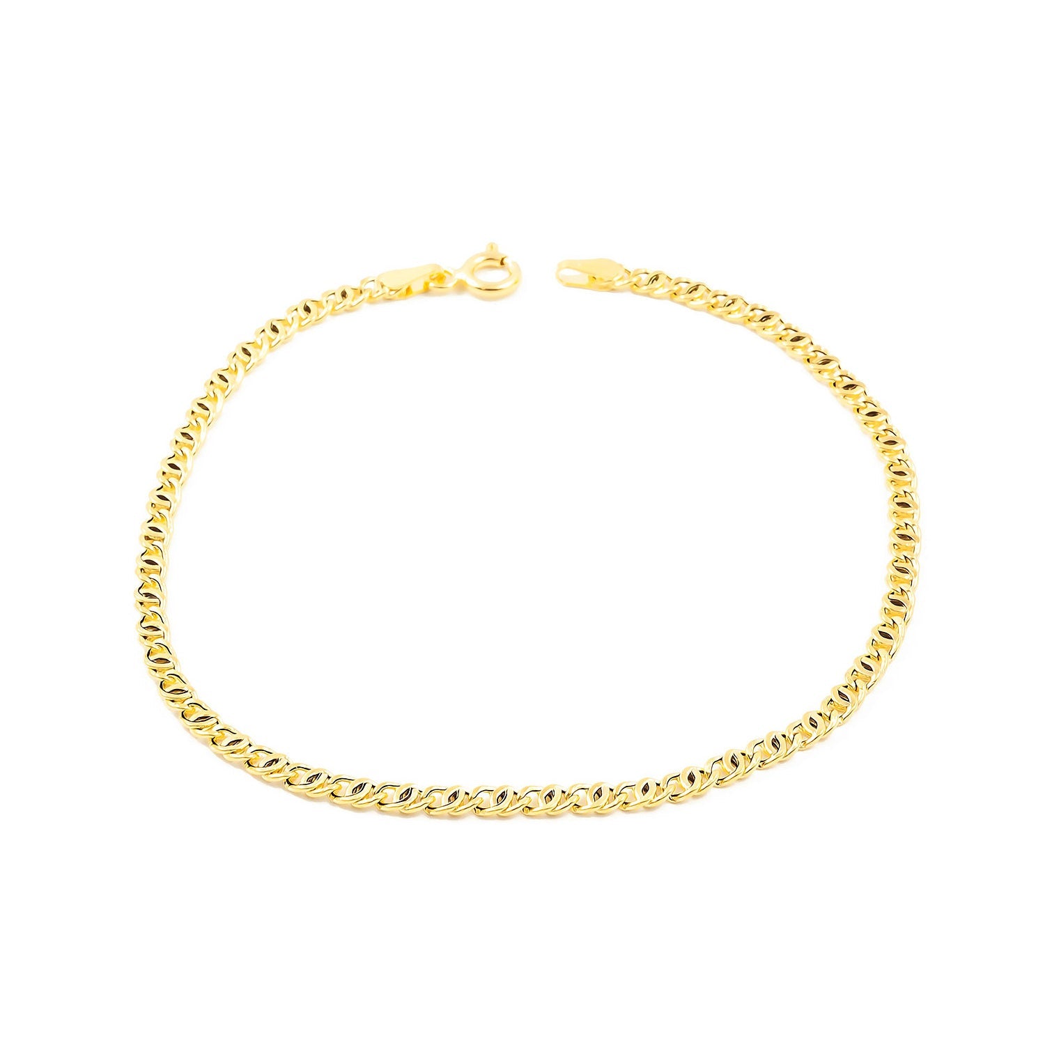 Pulsera Mujer Oro Amarillo 18K Ojo de Tigre Brillo 19 cm