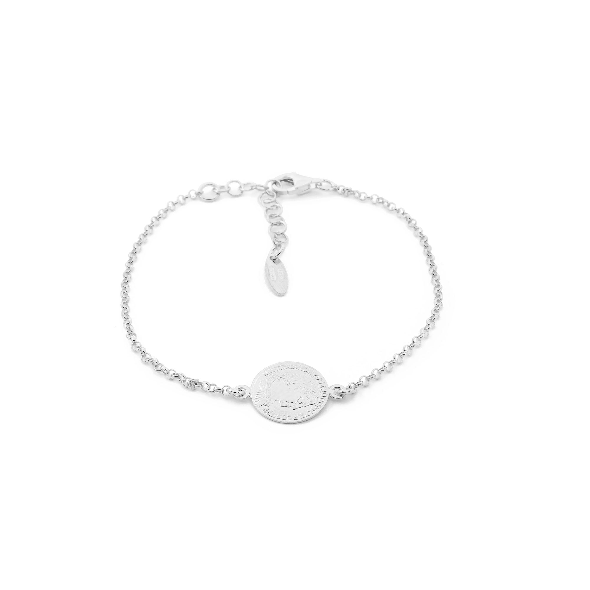 Pulsera Mujer Plata de Ley Moneda Romana Brillo