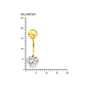 Piercing Oro Ombligo corazón circonita (18kts)