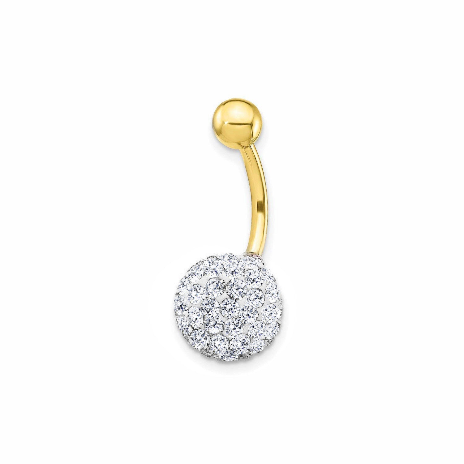 Piercing Oro Amarillo 18K Ombligo Bola Circonita Brillo