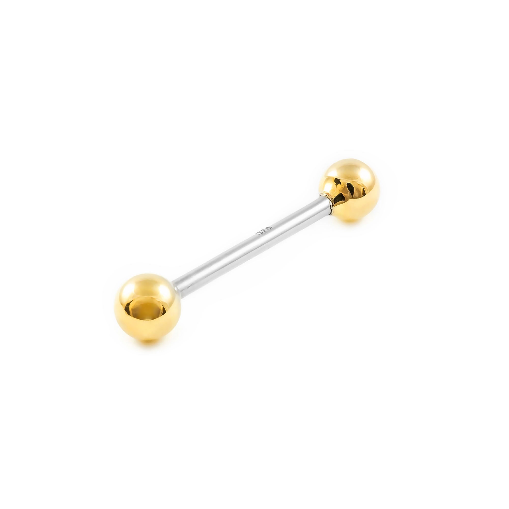 Gold Steel and 9K Gold Tongue Piercing Ball 5 mm Shiny