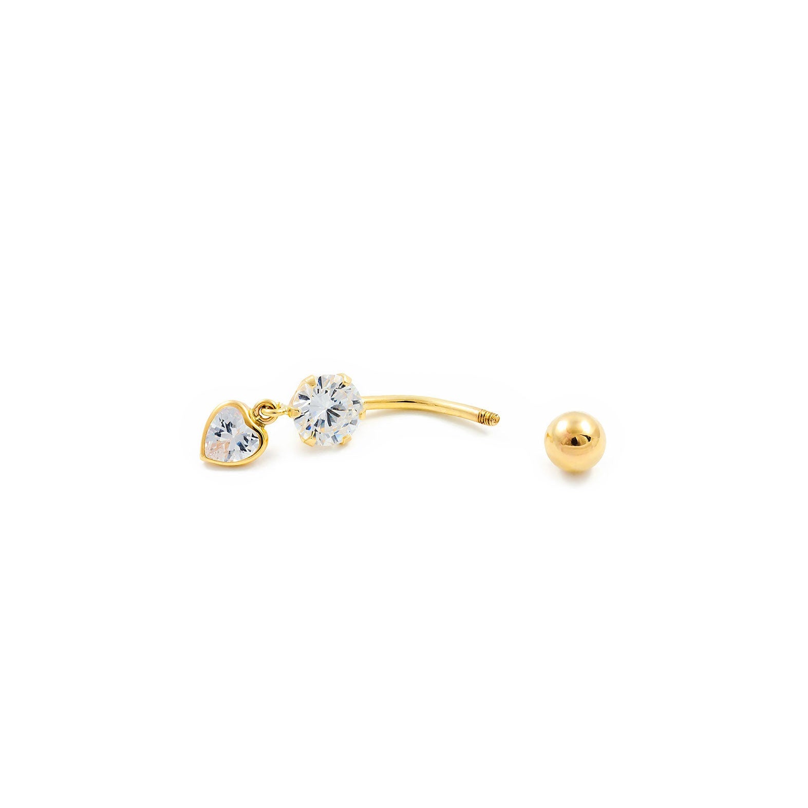 Piercing Oro Ombligo garra 6 mm corazon 5 mm (9kts)