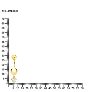 Piercing Oro Ombligo bola 6 mm y corazon (9kts)