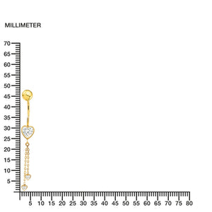 Piercing Oro Ombligo corazon cadena (9kts)