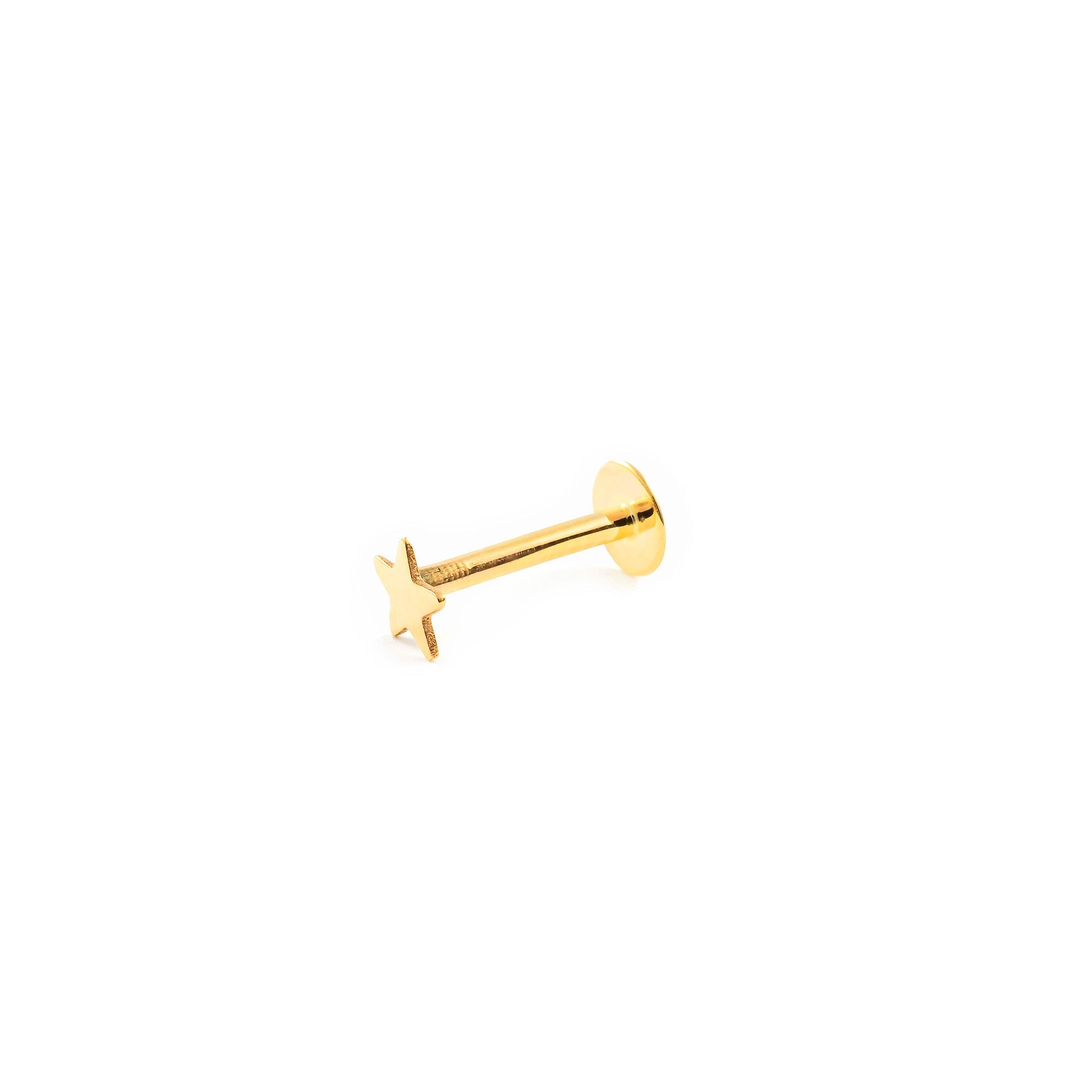 Piercing Oro Amarillo 9K Labio Estrella Brillo