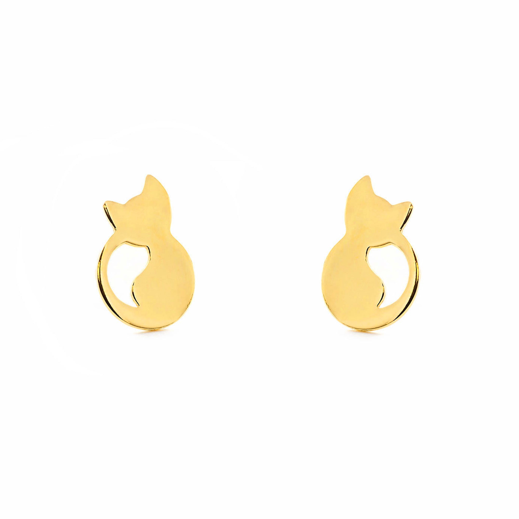 Pendientes Niña Oro Amarillo 9K Gato Brillo