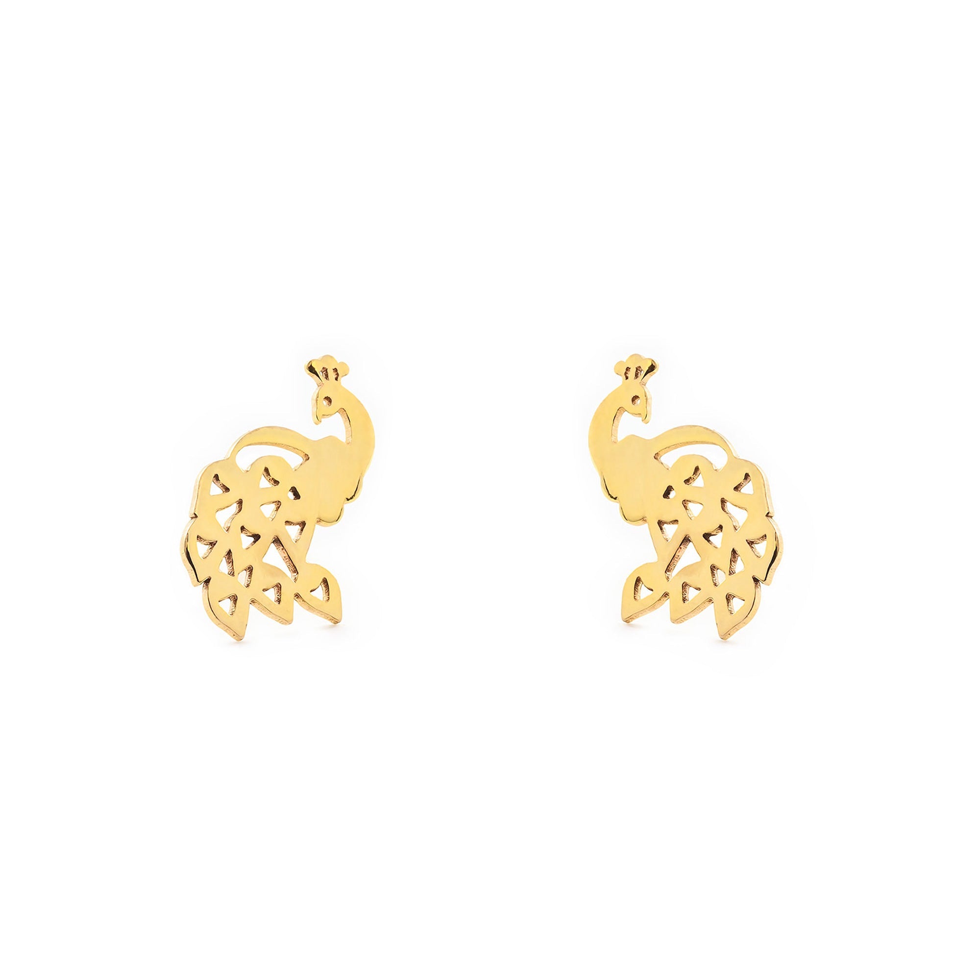 Pendientes Niña Oro Amarillo 9K Pavo Real Brillo