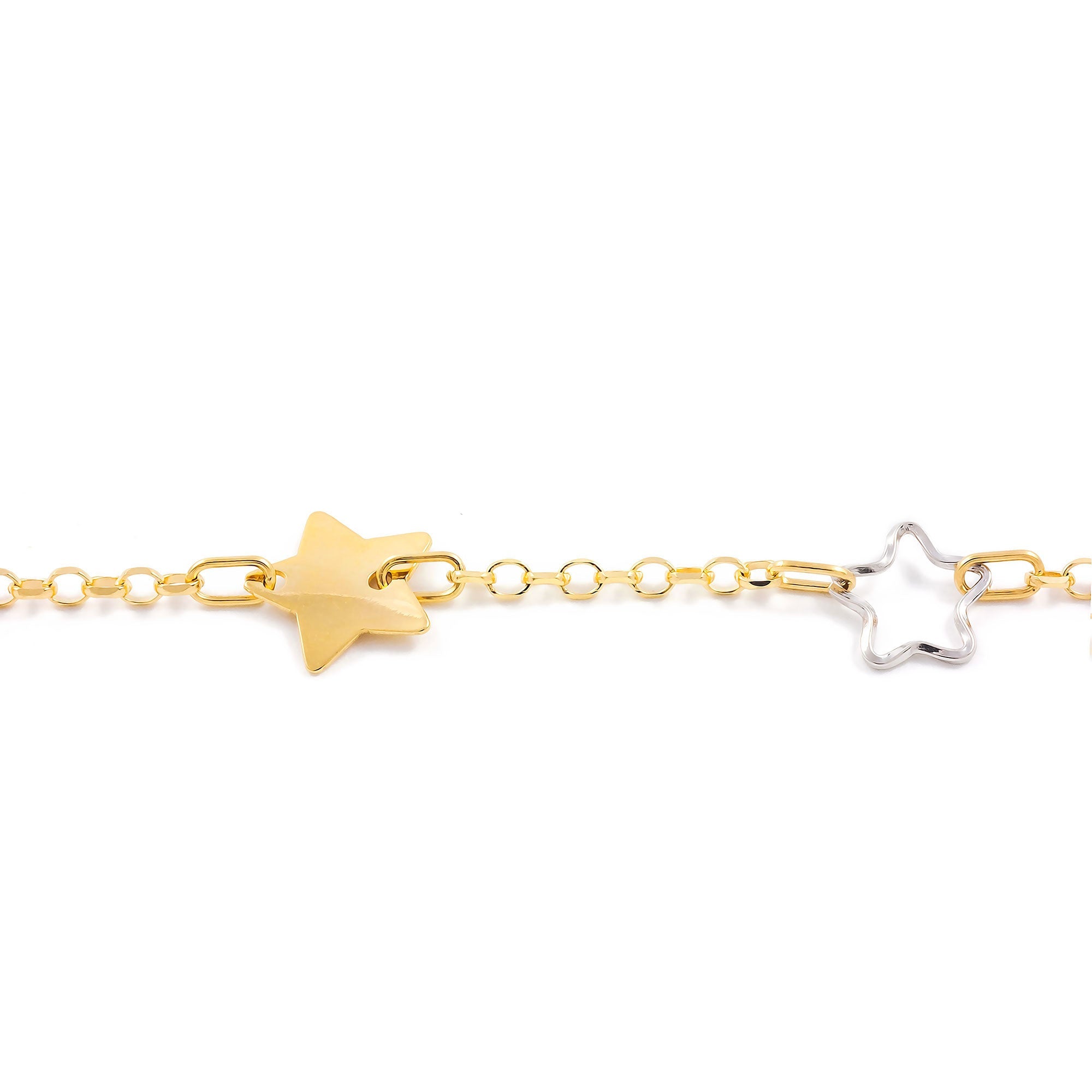 Pulsera bicolor niña o mujer estrellas lisas y caladas