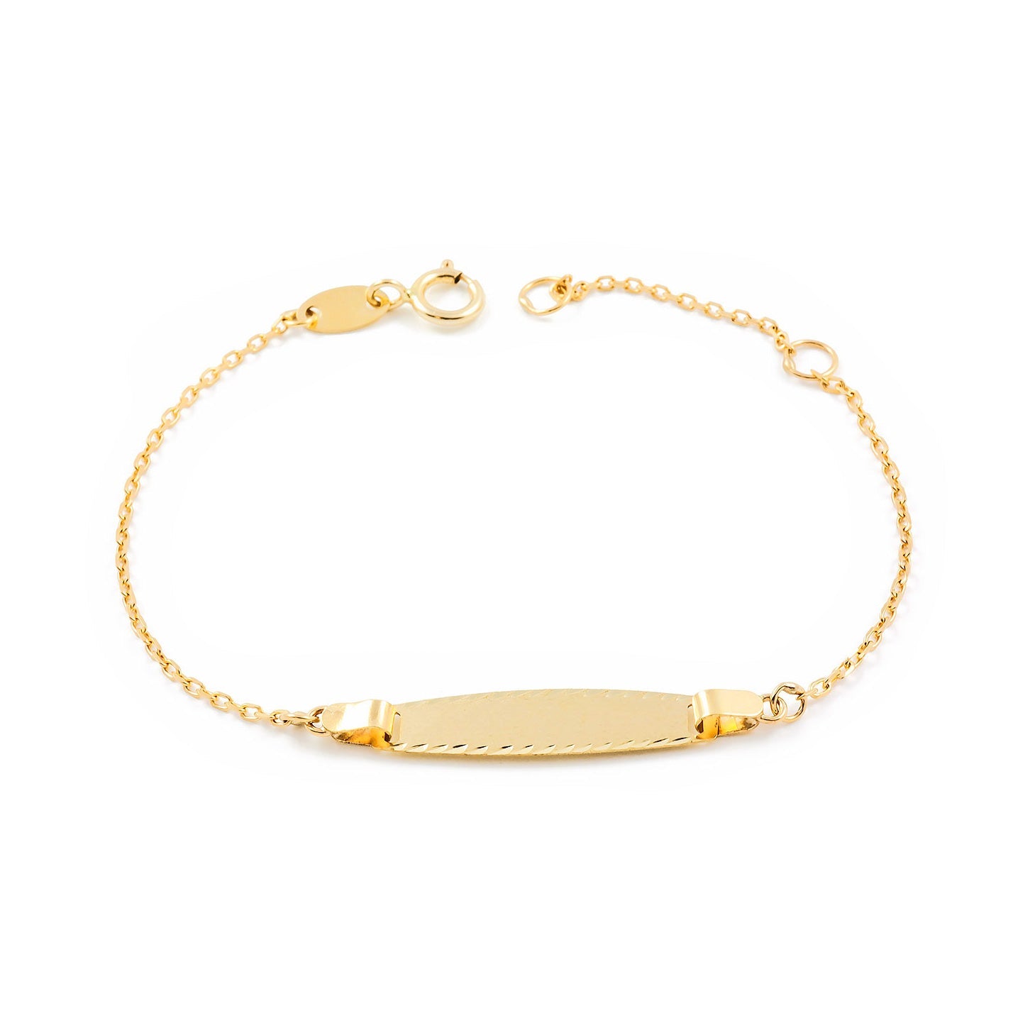 Girl's Bracelet 9K Yellow Gold Personalized Matte and Shiny Slave 13 cm