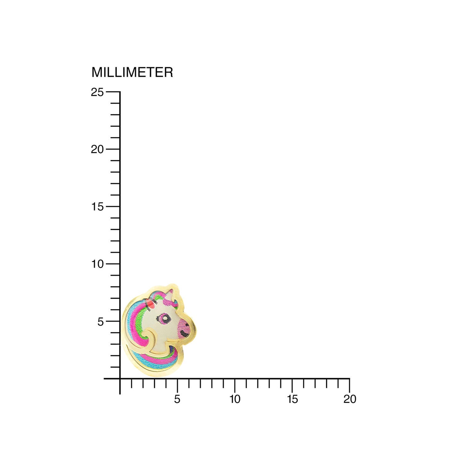 Pendientes Oro Niña Unicornio Esmaltado (9kts)