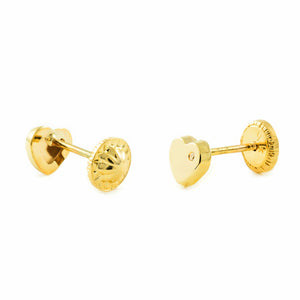 Pendientes bebe Oro Amarillo Corazon con Circonita (9kts)