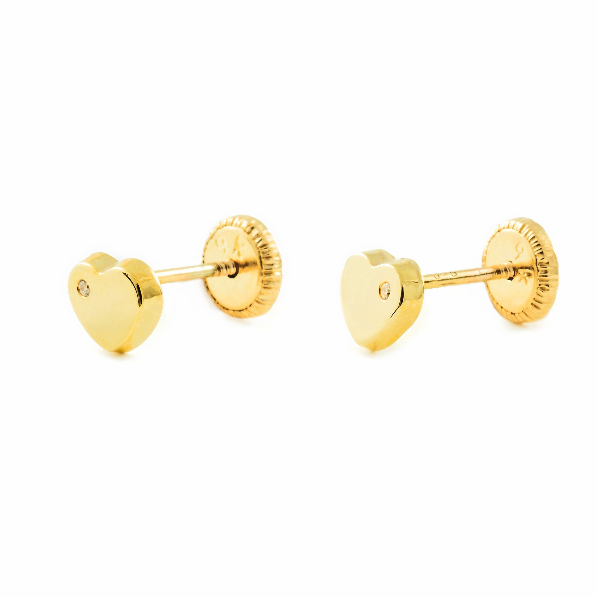 Pendientes bebe Oro Amarillo Corazon con Circonita (9kts)