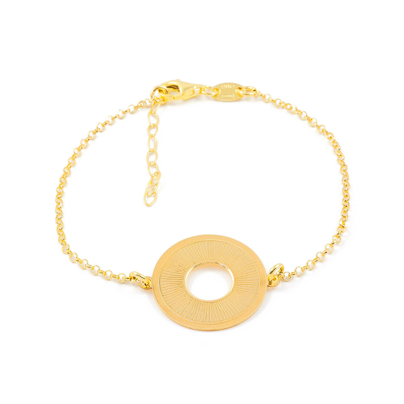 Women's Sterling Silver Golden Round Shiny Bracelet