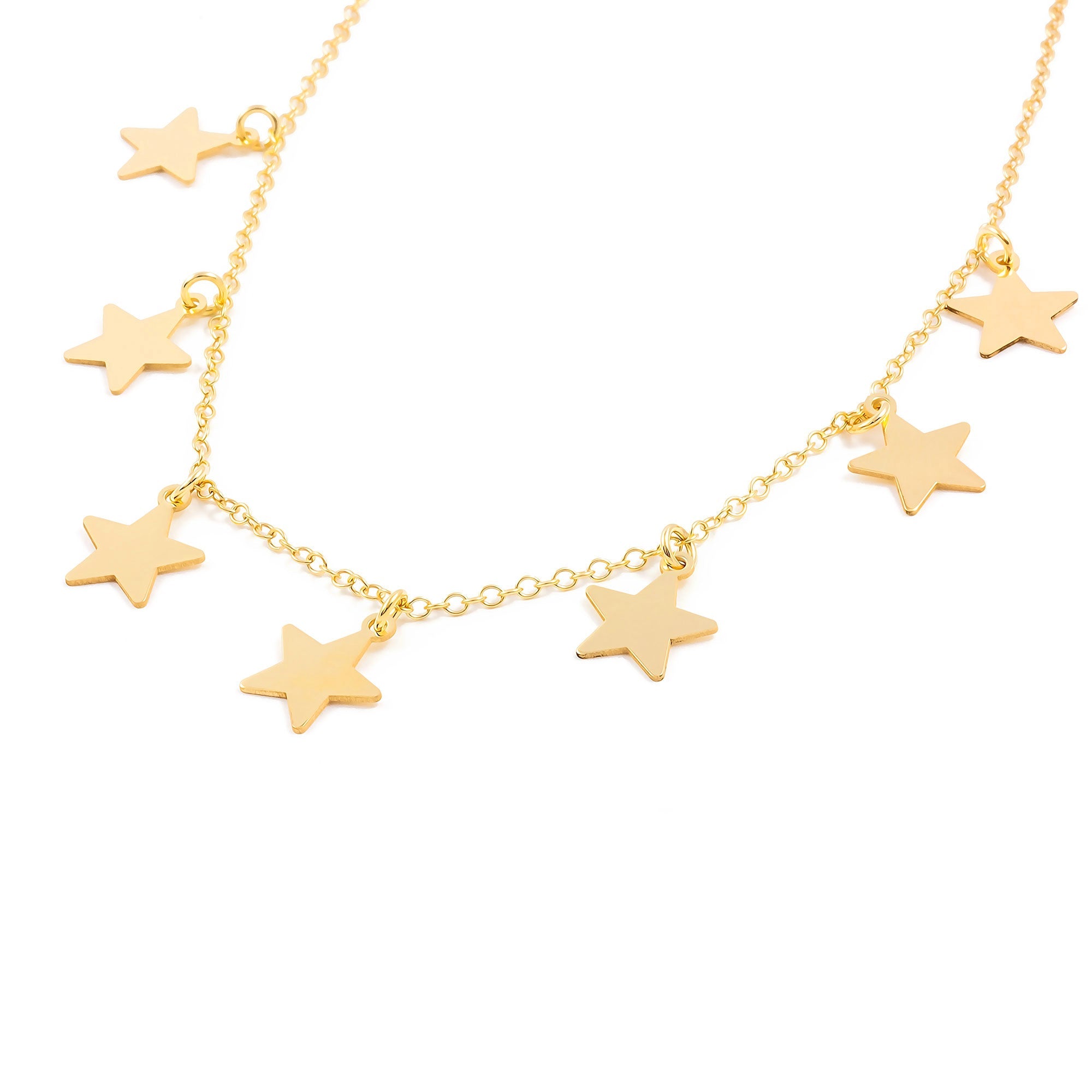 Glitter Stars Golden Sterling Silver Necklace