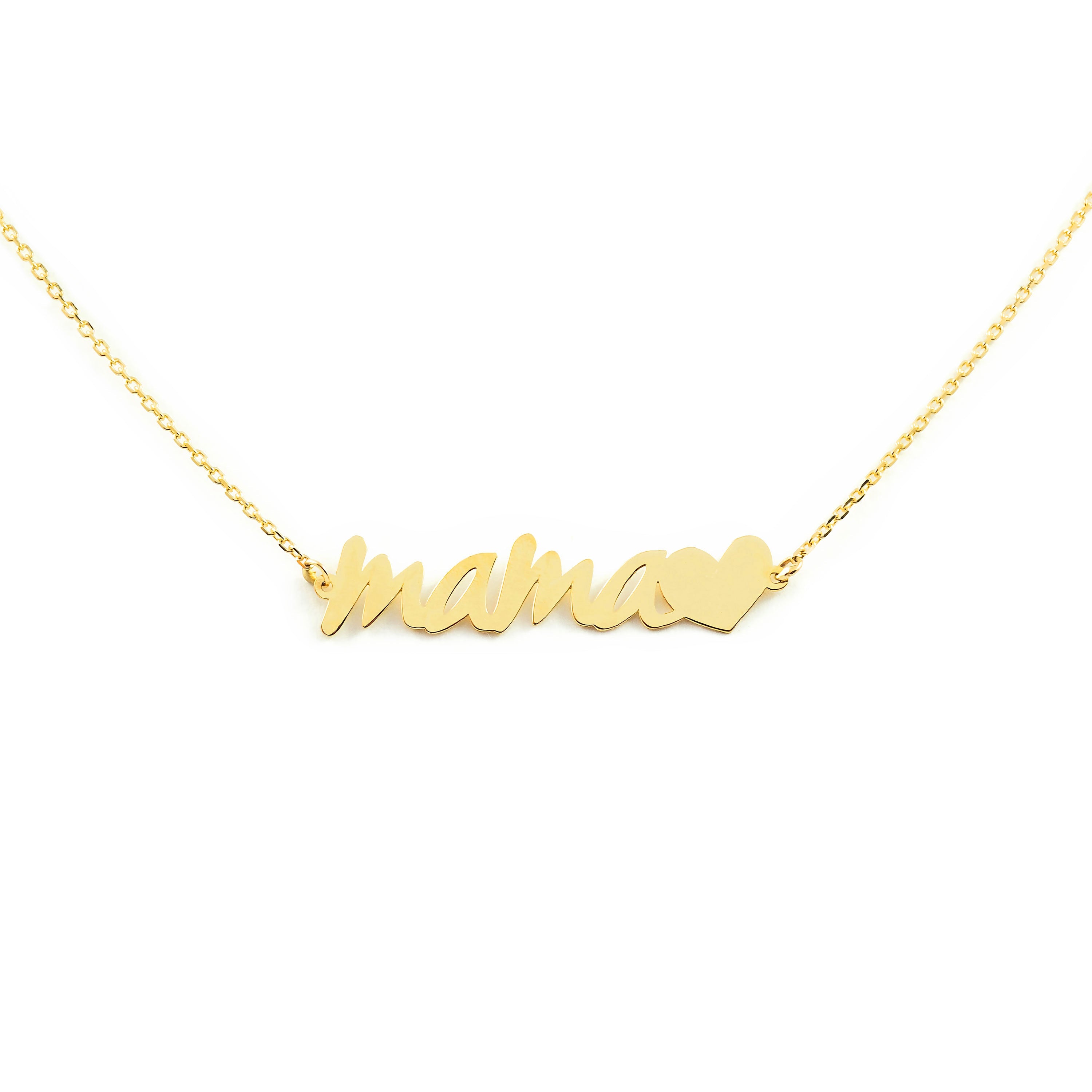 Collar Mujer Oro Amarillo 9K Mama Corazón Brillo