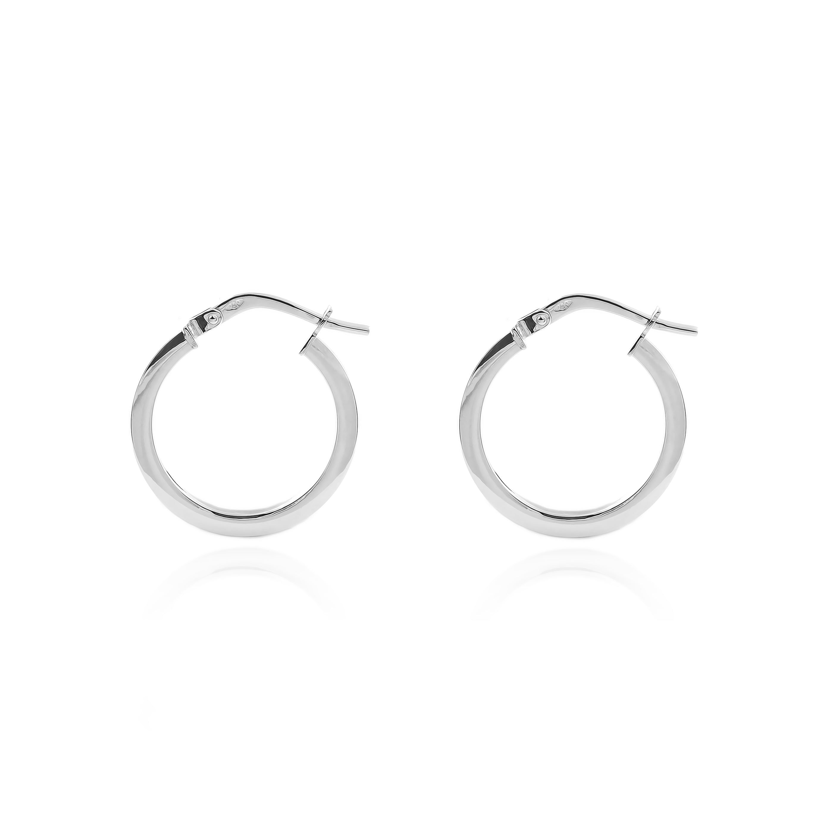 Sterling Silver Shiny Square Hoop Earrings 19 x 2 mm