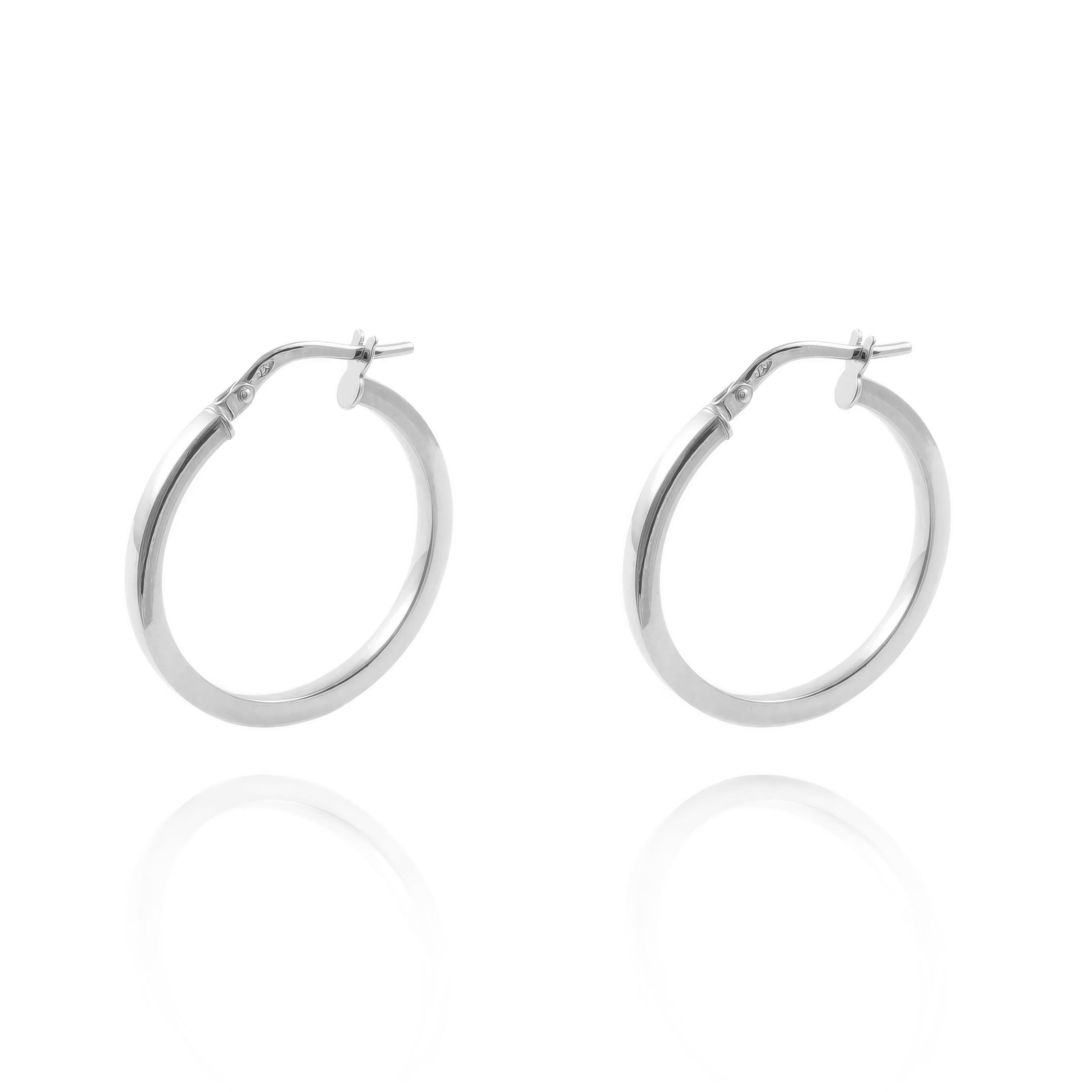 Sterling Silver Shiny Square Hoop Earrings 24 x 2 mm