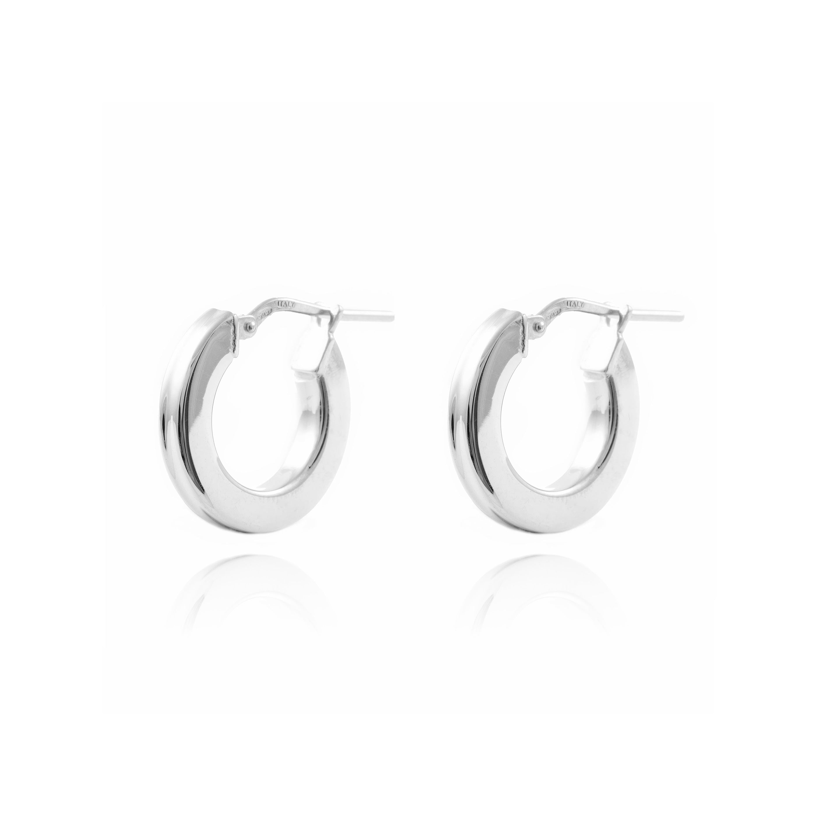 Sterling Silver Shiny Square Hoop Earrings 16 x 3 mm