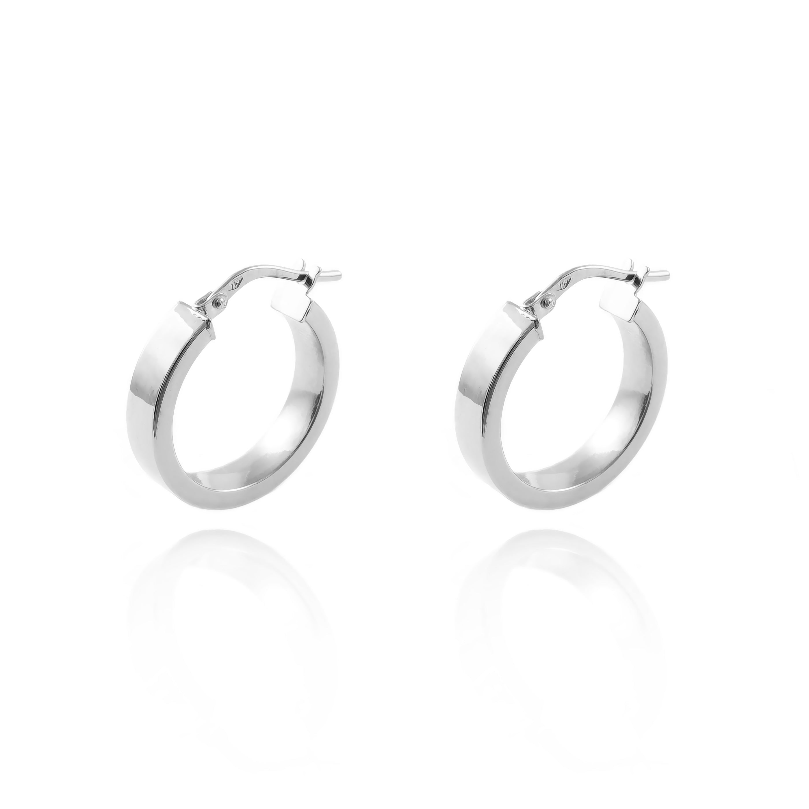 Sterling Silver Shiny Rectangular Hoop Earrings 21 x 4 mm
