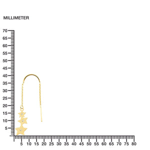 Pendientes Oro largo cadena estrellas con circonitas (9kts)
