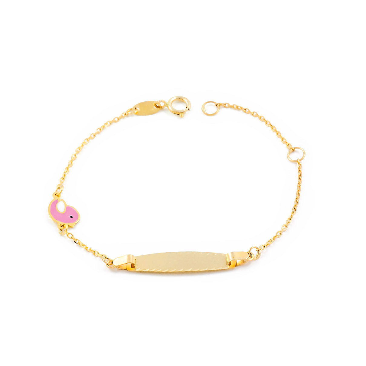 Girl's Bracelet 9K Yellow Gold Personalized Matte and Shiny Bird Slave Bracelet 14 cm