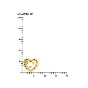 Pendientes Oro Corazon galloneado fondo transparente Circonitas