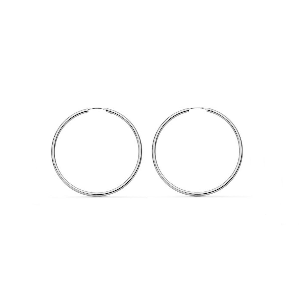 Pendientes Oro Blanco 18K Aros Redondo Flexibles Brillo 25 x 1,5 mm