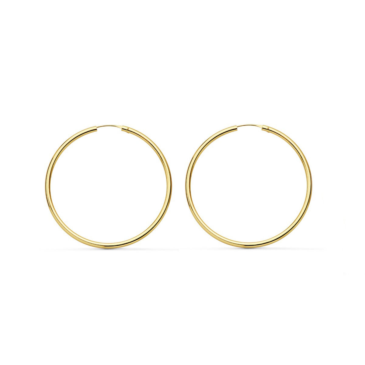 Pendientes Oro Amarillo 18K Aros Redondo Flexibles Brillo 30 x 1,5 mm