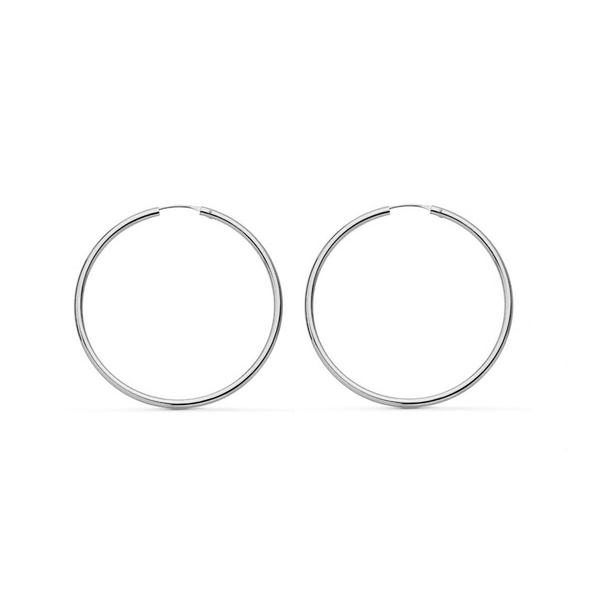 Pendientes Oro Blanco 18K Aros Redondo Flexibles Brillo 30 x 1,5 mm