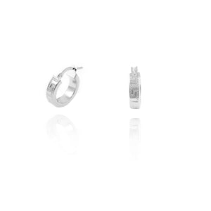 Pendientes Oro blanco Aro liso cuadrado Greca 13x4 mm