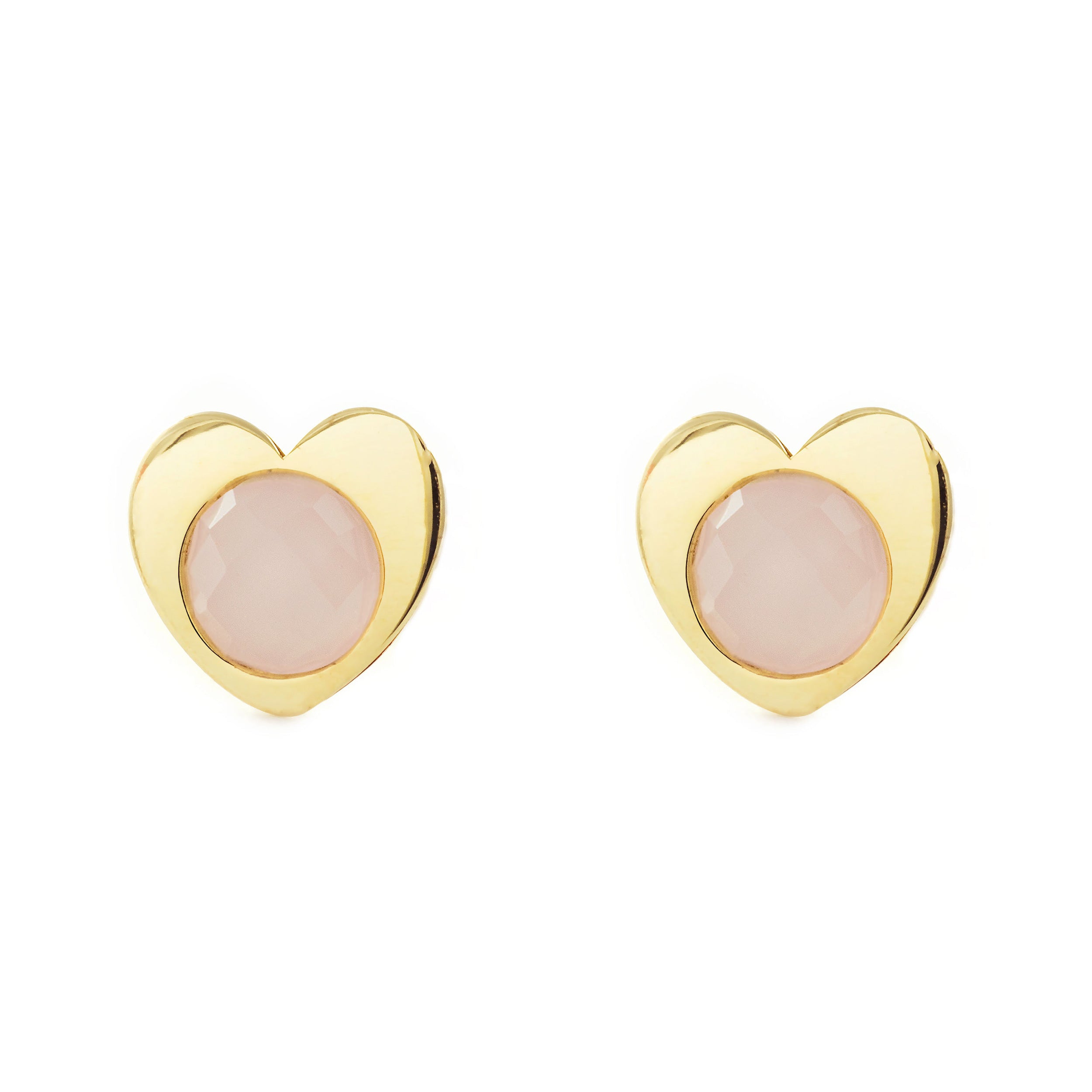 Pendientes Niña Oro Amarillo 9K Corazón Rosa Brillo