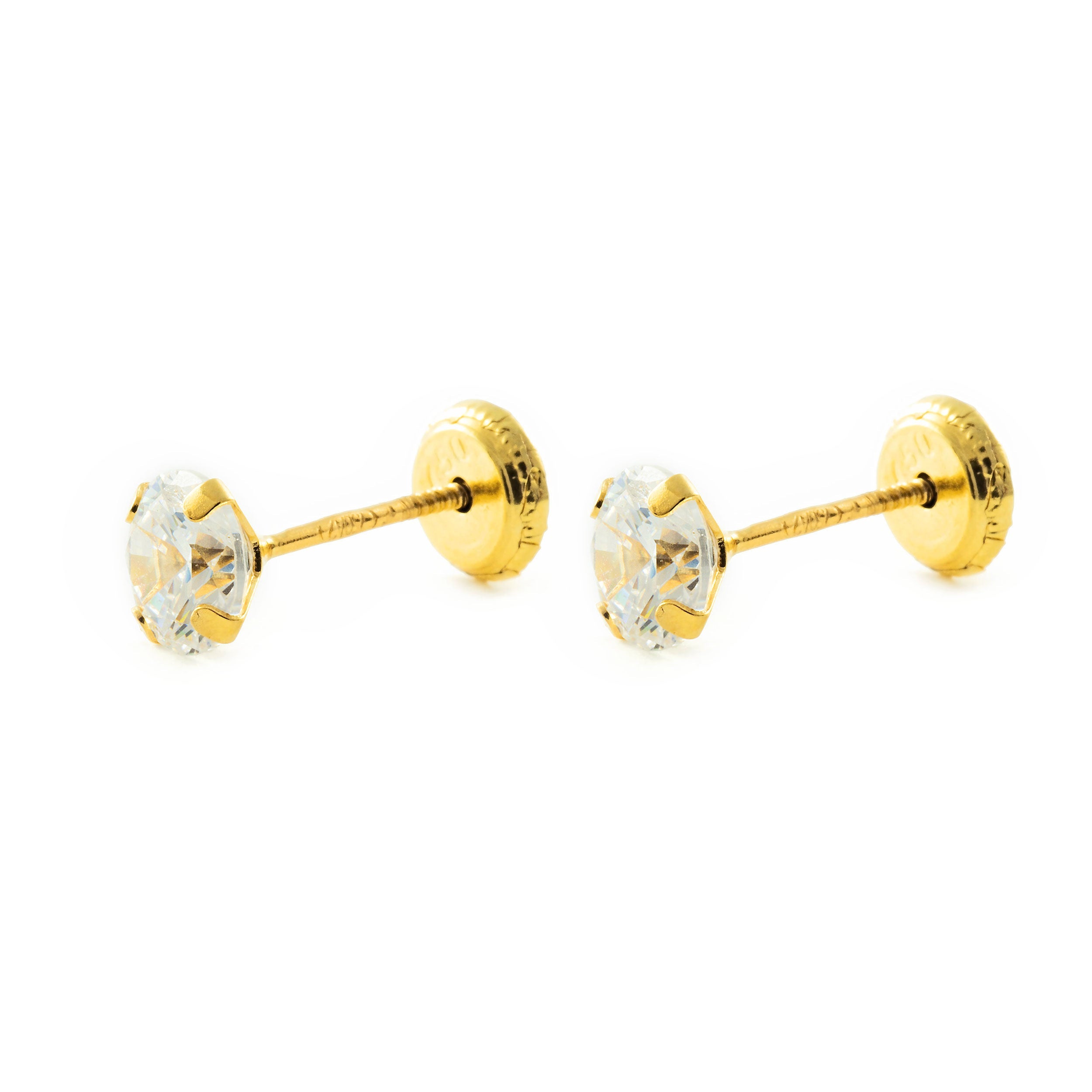 Pendientes oro amarillo Bebe o Niña Garra Circon 5 mm