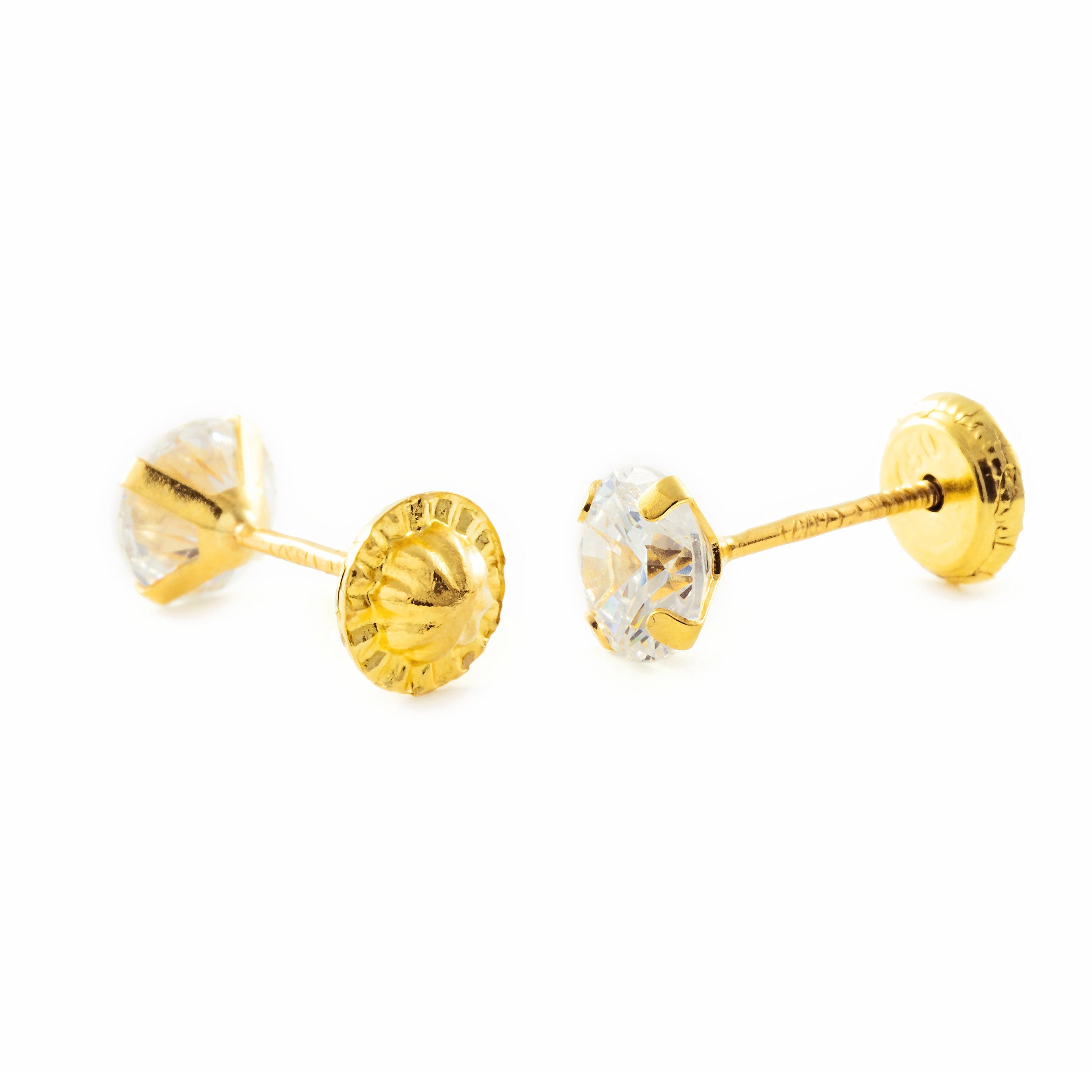 Pendientes oro amarillo Bebe o Niña Garra Circon 5 mm