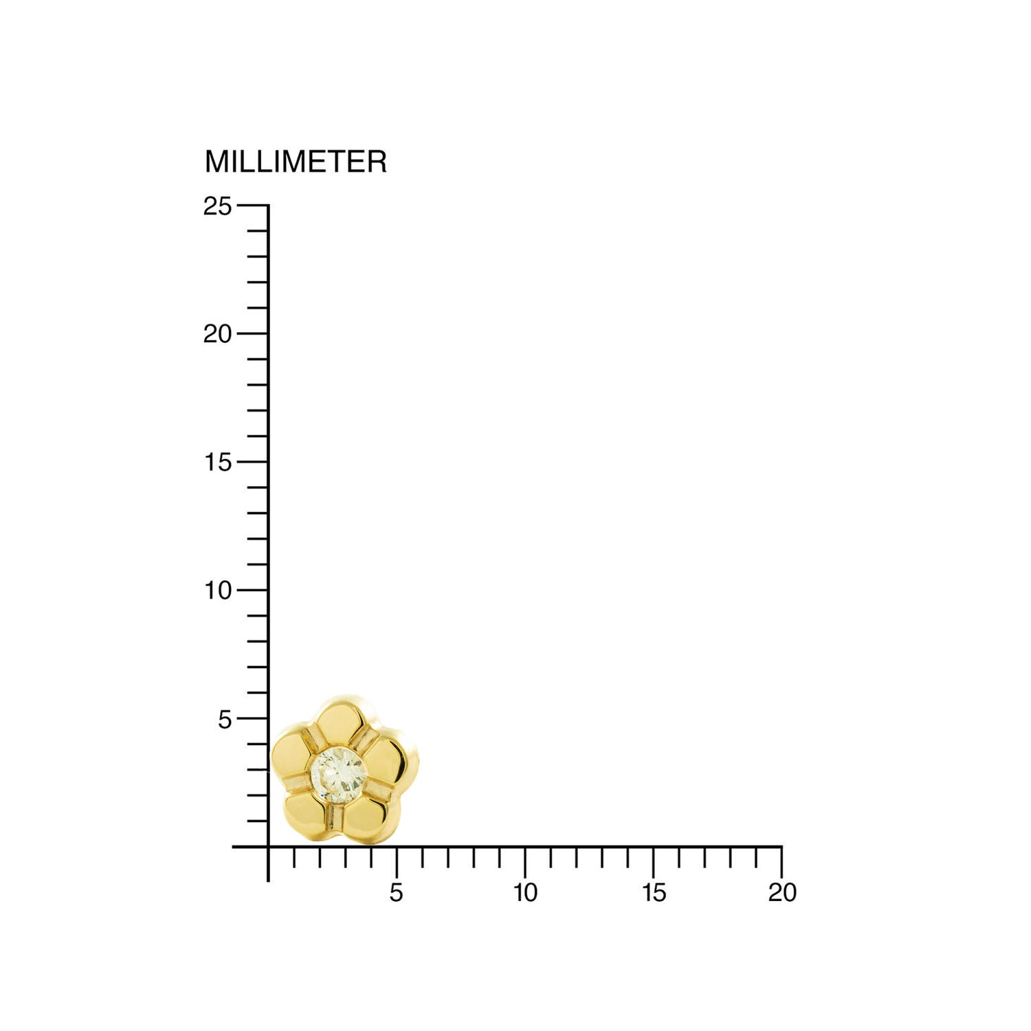 Pendientes Niña Oro Amarillo margarita 5 petalos con circonita (9kts)