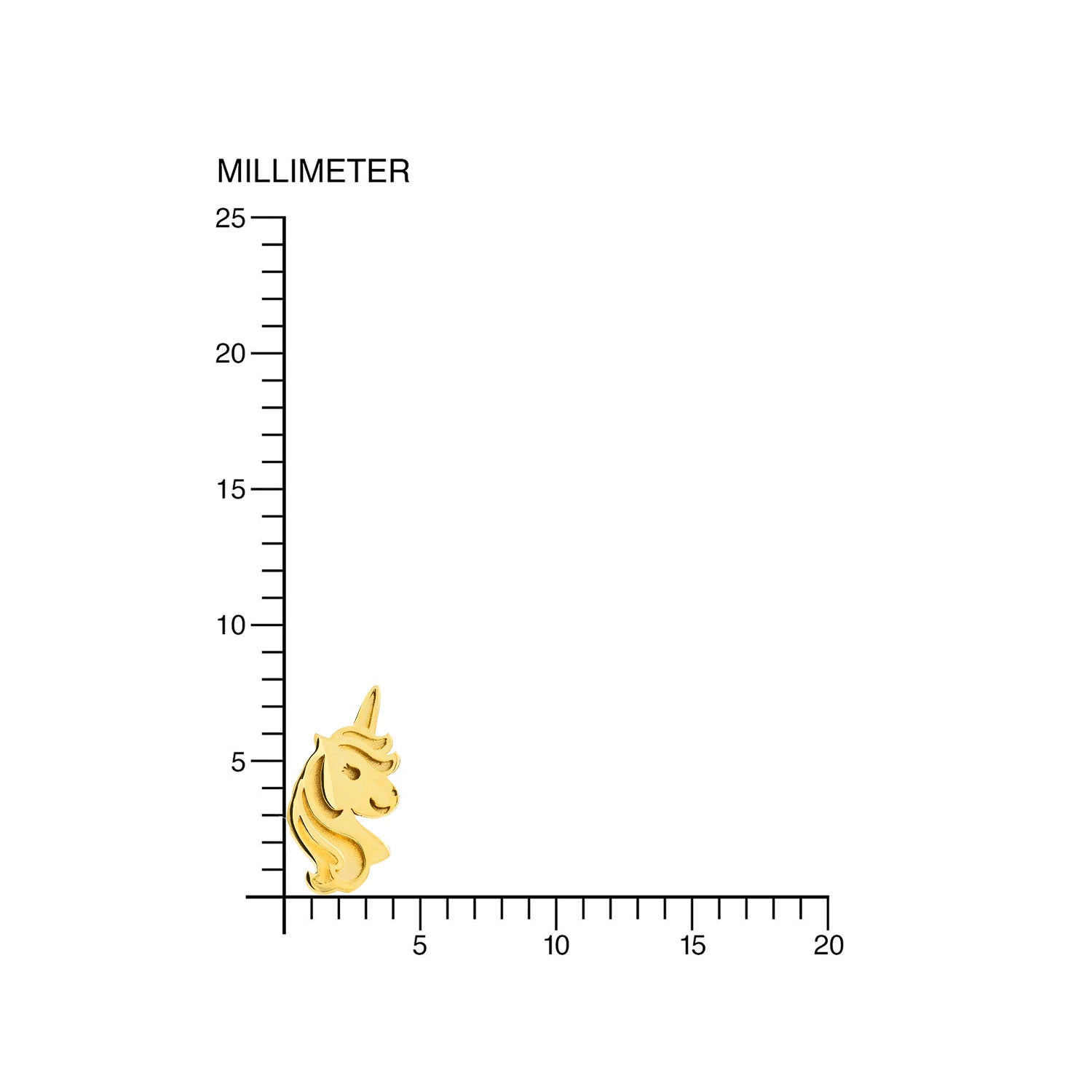 Pendientes Niña oro amarillo Unicornio calado mate y brillo (9kts)