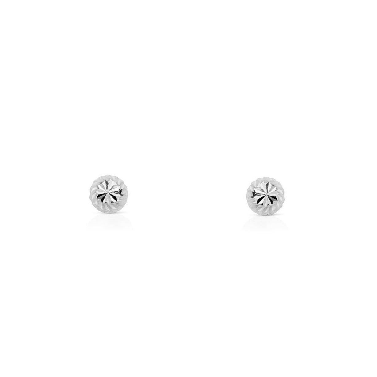 Pendientes Oro Blanco 9K Bola Redondo Tallados 4 mm