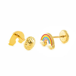 Pendientes Niña oro amarillo arco iris Esmaltado (9kts)