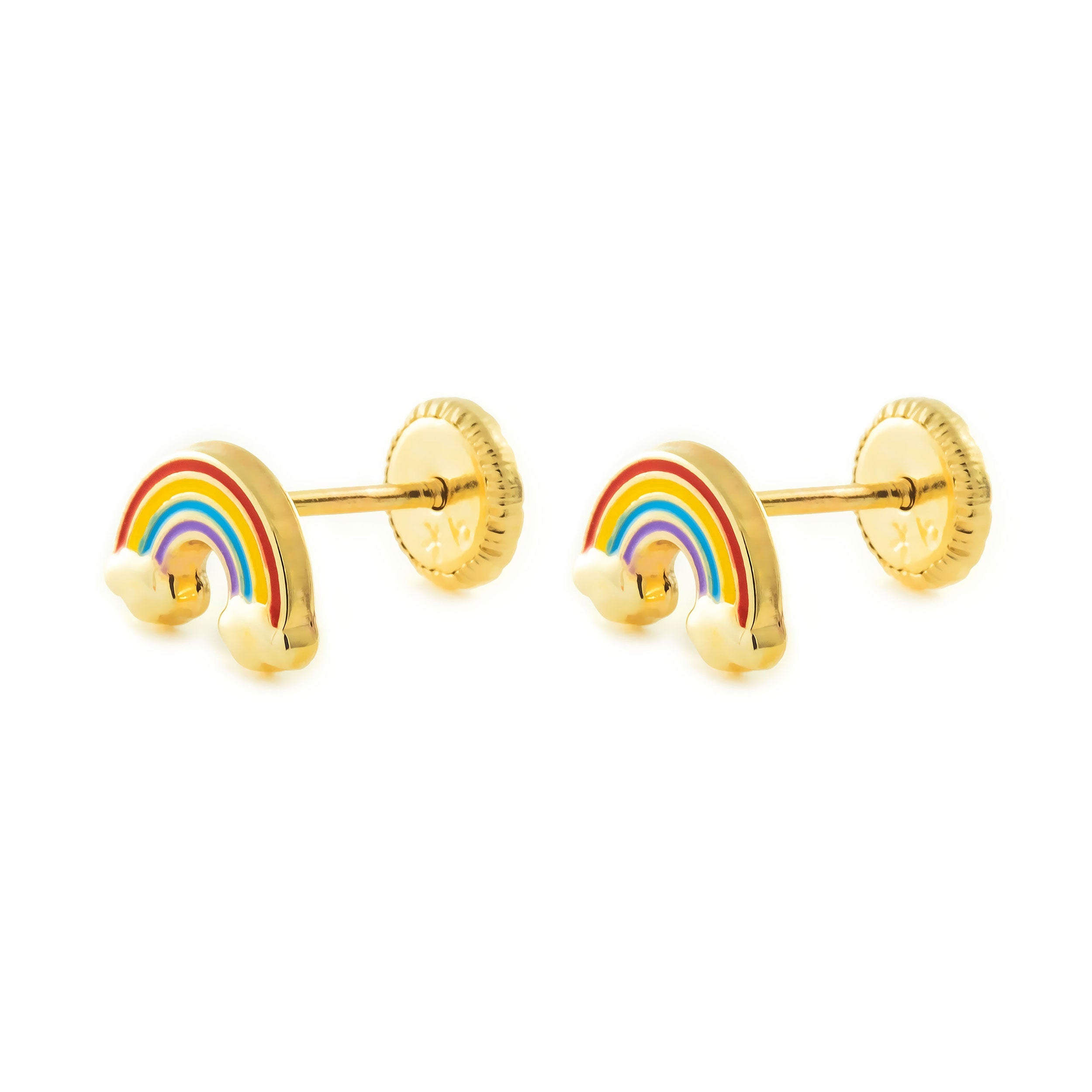 Pendientes Niña oro amarillo arco iris Esmaltado (9kts)