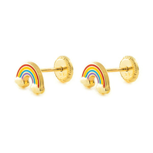 Pendientes Niña oro amarillo arco iris Esmaltado (9kts)