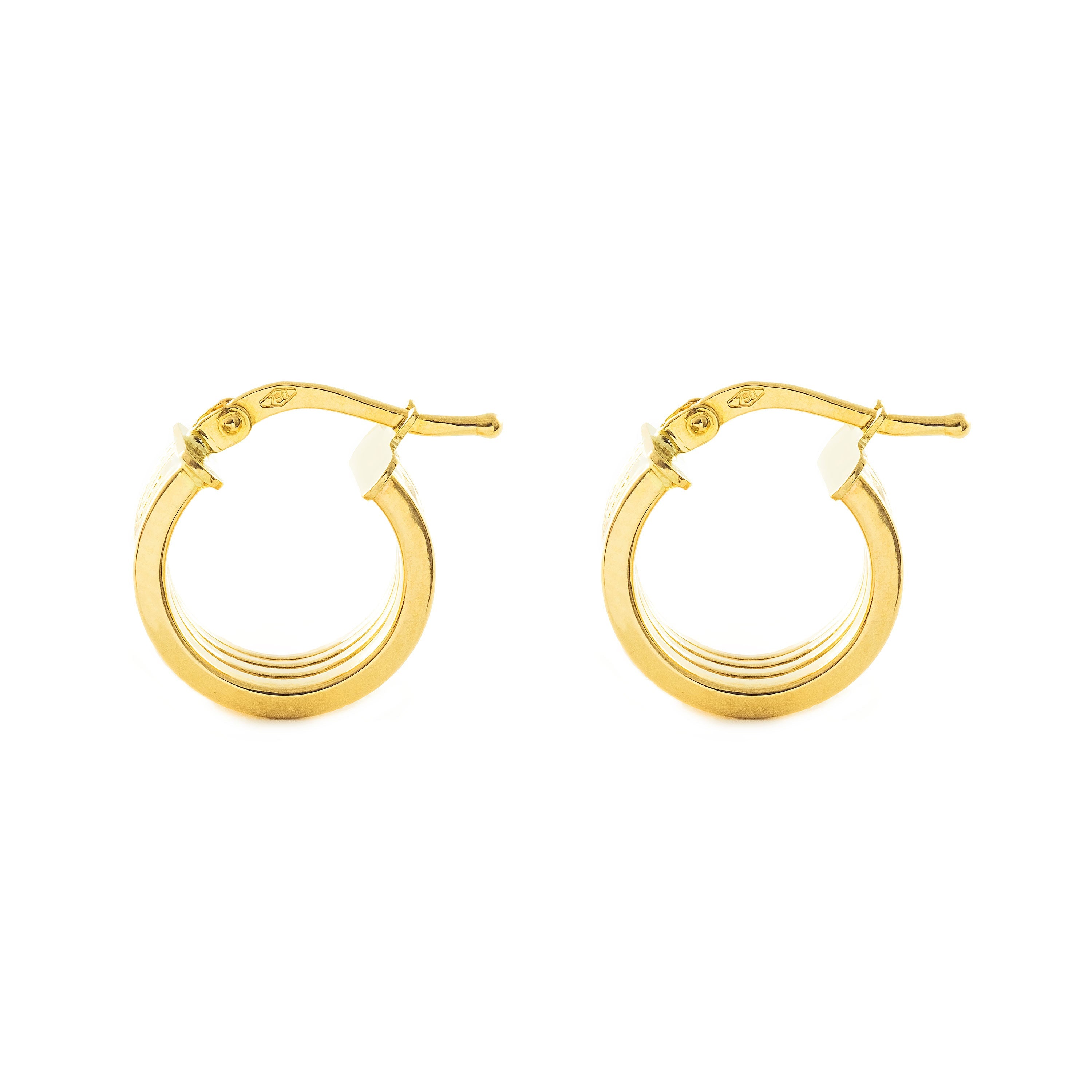 Pendientes Oro Aro liso cuadrado Greca 14x6 mm